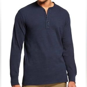 RAG & BONE MEN'S CLASSIC COTTON LONG SLEEVE HENLEY, WORN INDIGO size XL